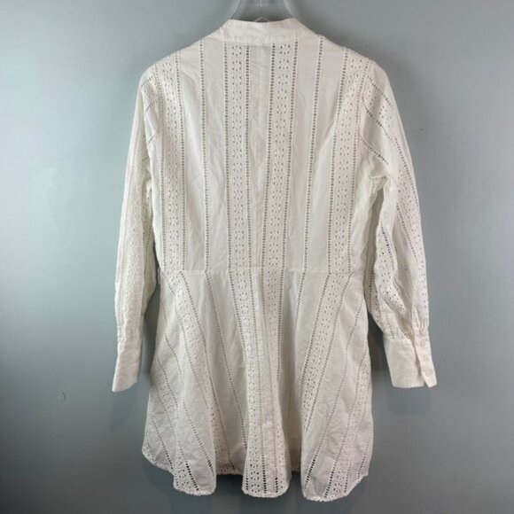 ZARA Embroidered Eyelet Mini Dress Oyster White Size XL - Picture 4 of 7
